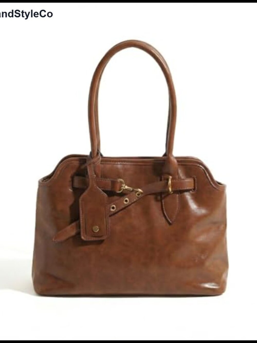 Vegan Leather Tote Handbag with Adjustable Strap, Multi-Pocket, Vintage Style